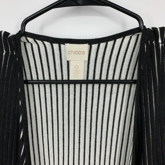 Chicos Vest Penney Black White Ribbed Open Front Sleeveless - Picture 4 of 10